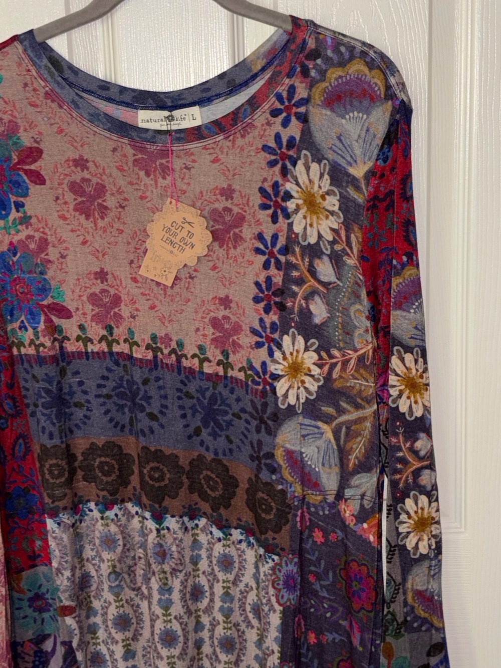 NATURAL LIFE Patchwork Floral Long Sleeve Maxi Dress - Purple, Blue, Brown 🍂 🆕 - Picture 5 of 15